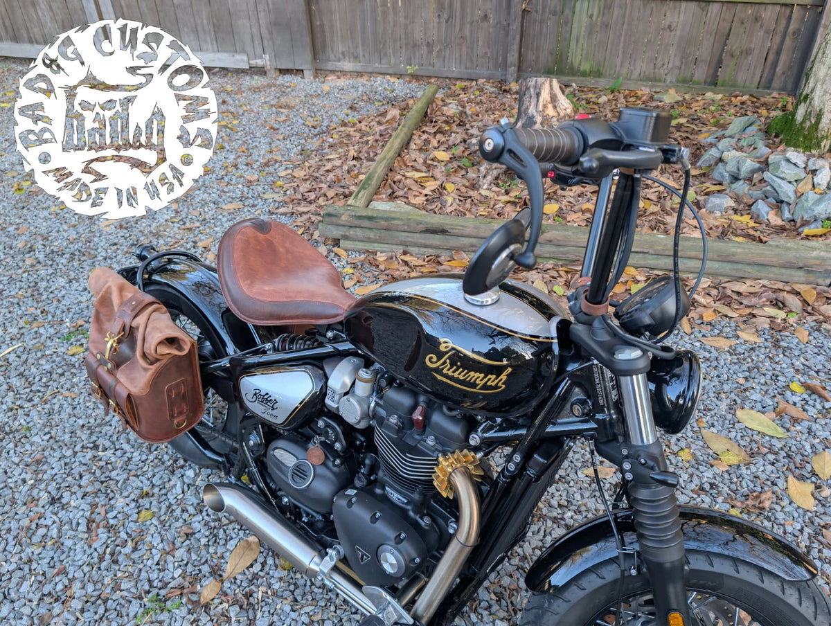 CUSTOM SERVICE: Triumph Bobber Seat Re-Upholstery Buffalo Leather (Match Your Saddlebags)