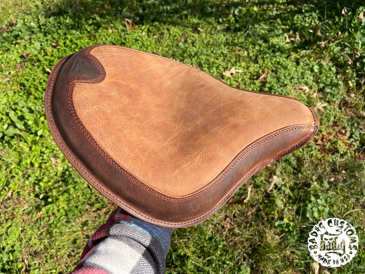 CUSTOM SERVICE: Triumph Bobber Seat Re-Upholstery Buffalo Leather (Match Your Saddlebags)