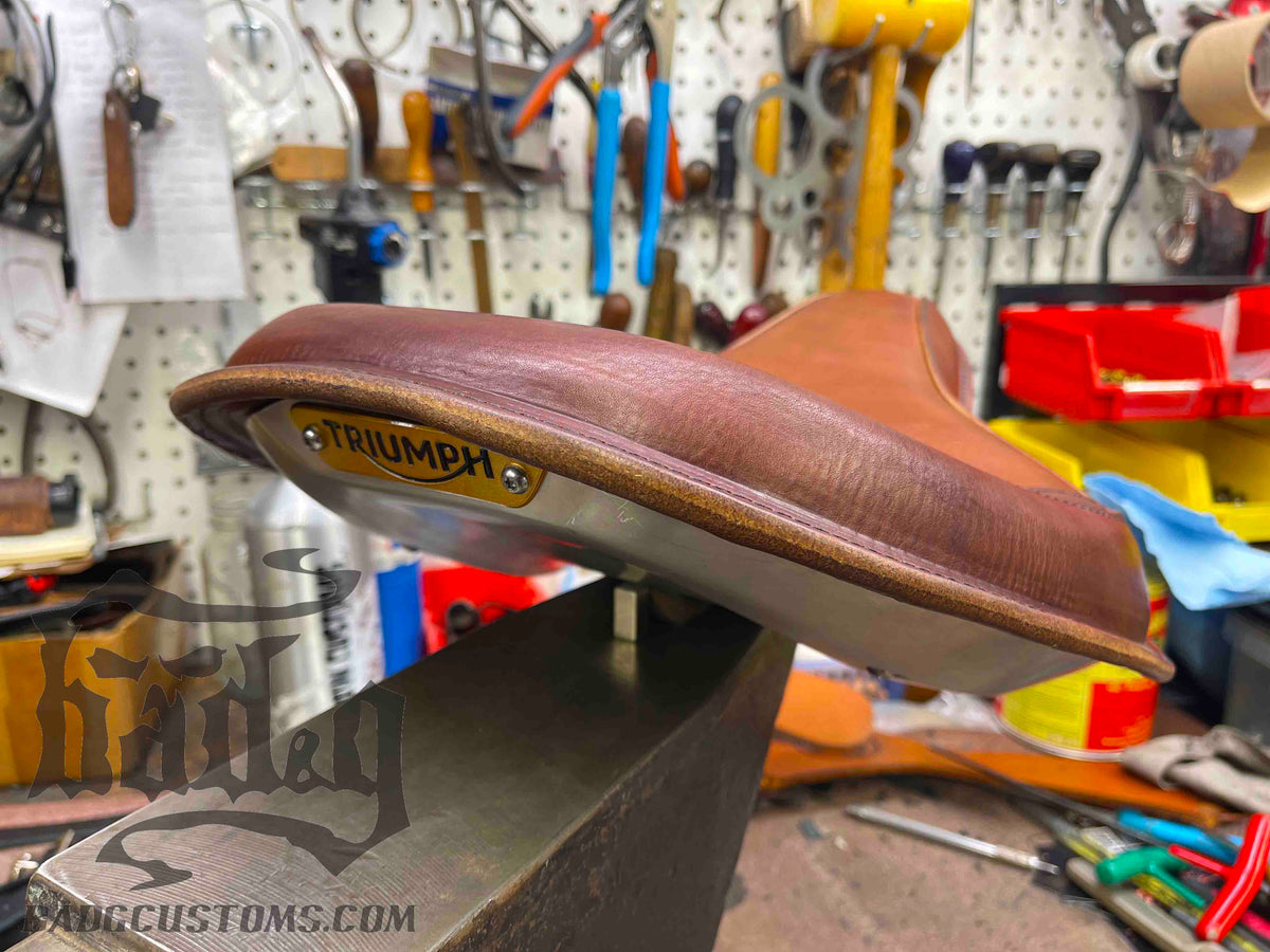 CUSTOM SERVICE: Triumph Bobber Seat Re-Upholstery (Match Your Saddlebags)