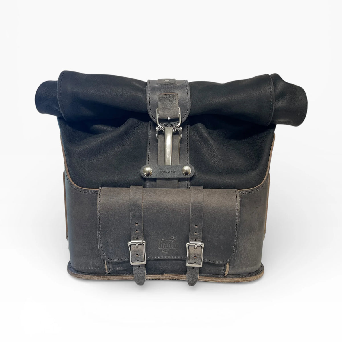 Universal Leather Rolltop Panniers / Saddlebags - TBP02 (Pair)