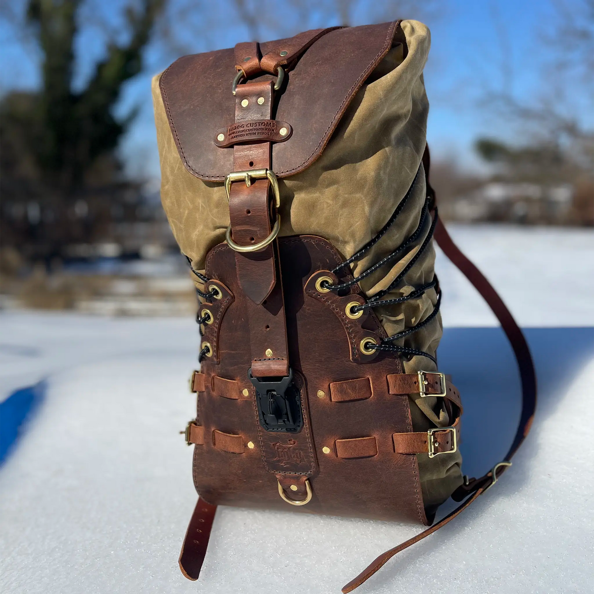 1-of-1 EXCLUSIVE: USB01S Sissy Bar Backpack (Buffalo & Waxed Canvas)