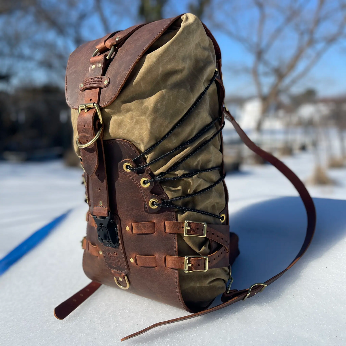 1-of-1 EXCLUSIVE: USB01S Sissy Bar Backpack (Buffalo & Waxed Canvas)
