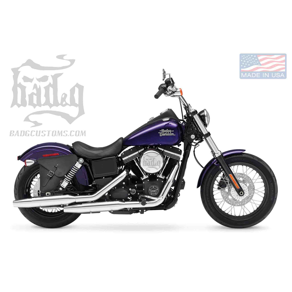 Upgrade your Harley-Davidson® Dyna with the DR032 Dyna Right Side Solo Bag. Hand crafted in USA with premium leather and top quality hardware. Durable and stylish, it's the perfect fit for your motorcycle.