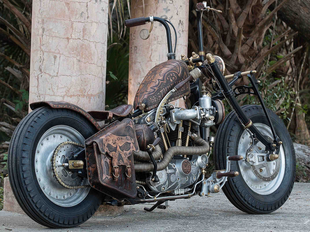 1973 Harley-Davidson Ironhead All Custom Leather Wrapped And Tooled by BAD&G CUSTOMS - "Leatherhead"