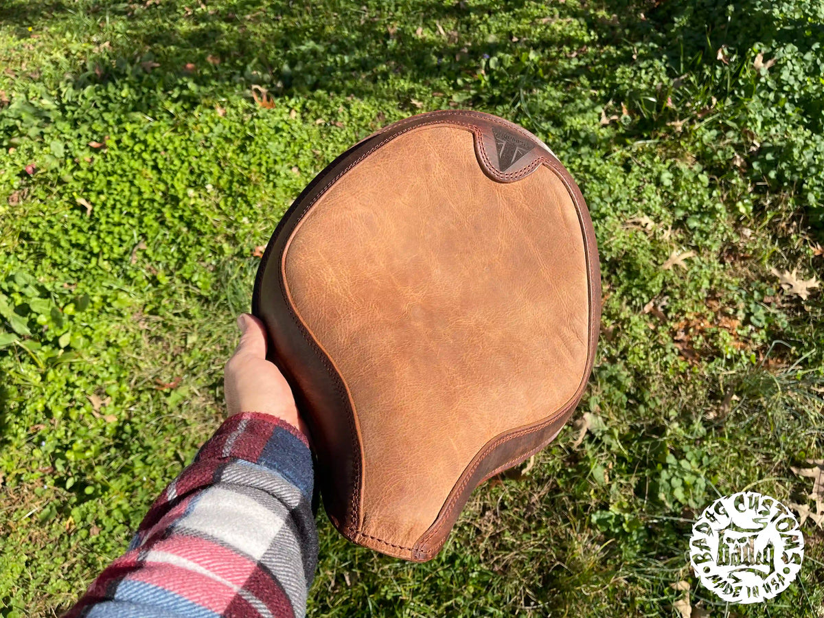 CUSTOM SERVICE: Triumph Bobber Seat Re-Upholstery Buffalo Leather (Match Your Saddlebags)