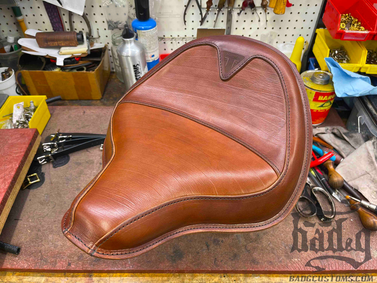 CUSTOM SERVICE: Triumph Bobber Seat Re-Upholstery (Match Your Saddlebags)