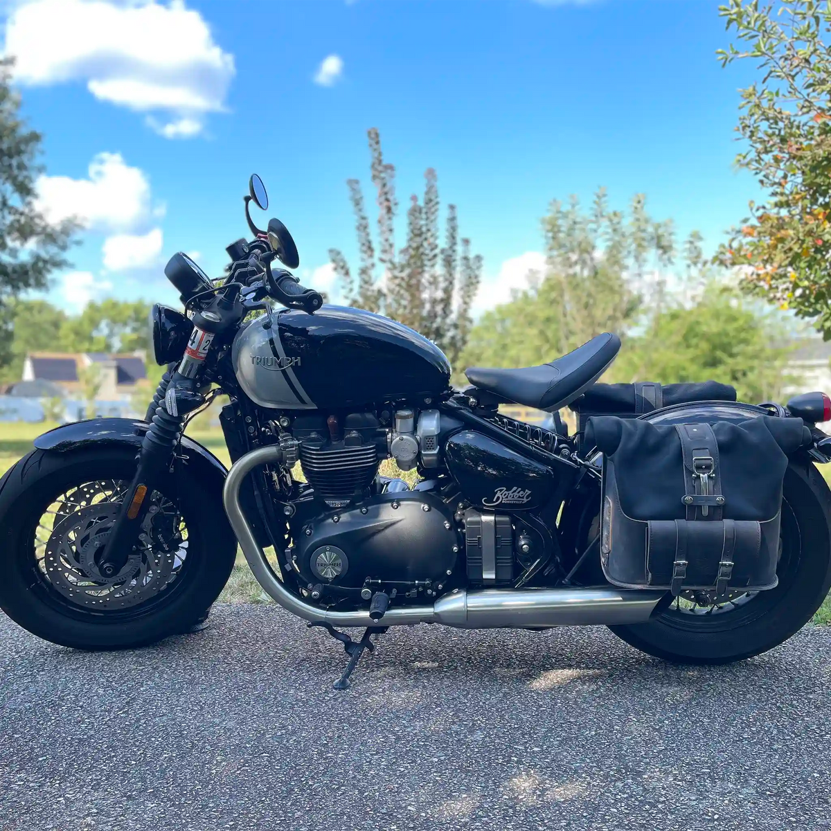 Universal Leather Rolltop Panniers / Saddlebags - TBP02 (Pair)