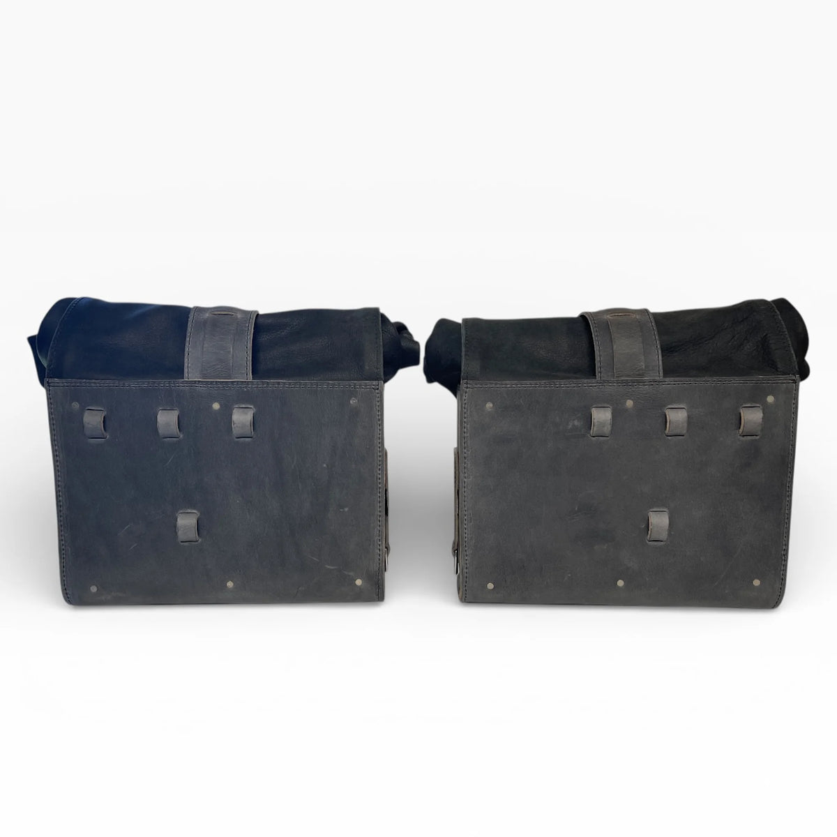 Universal Leather Rolltop Panniers / Saddlebags - TBP02 (Pair)